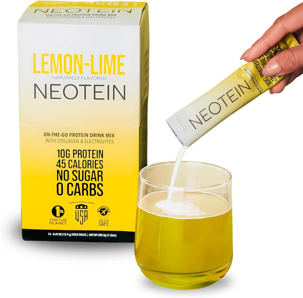 NEOTEIN: Elektrolyyttijauhepakkaukset, proteiinijauhe 10g proteiinilla ja kollageenilla. Kosteuspakkaukset - nollasokeri, EI täyteaineita, EI karbeja.