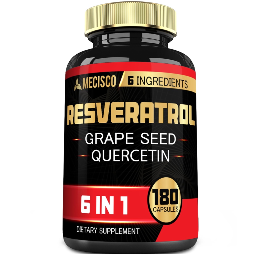 6in1 Trans Resveratrol täydentää viinirypäleen seed, maito Thistle, ja lisää - Resveratrol 1000mg - Tukee immuunijärjestelmä, Heart Health, Body Management - 180 kapselia
