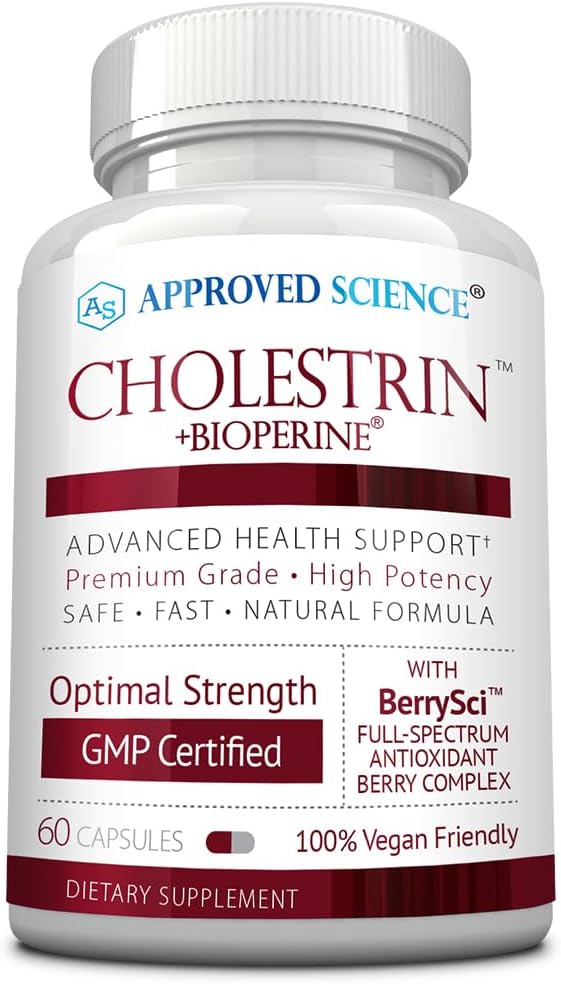 Hyväksytty Science Cholestrin - Rasvataso tuki - Antioksidantit, Lesitiini, Berberiini HCL, Marjat, BioPerine - 60 kapselia - Valmistettu USA