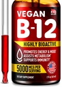 B12 Sublingual 5000 mcg Drops - Tillverkad i USA - Vegan B12 Vitaminer för energi, humör och minne - Mycket biotillgängliga sublinguella droppar - Methylcobalamin för kvinnor och män - 2 m. oz.