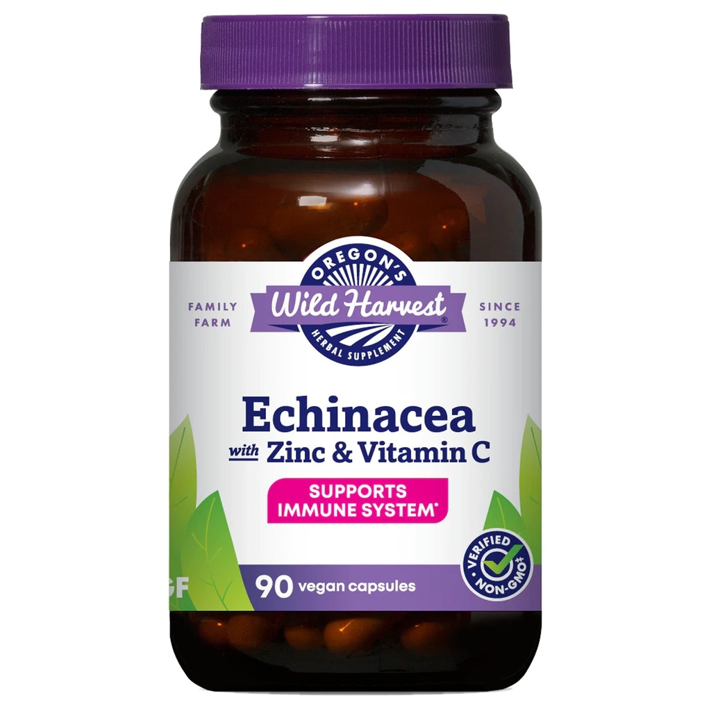 Oregon's Wild Harvest Echinacea sini- ja C-vitamiinikapseleilla, 90