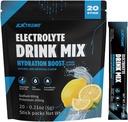 Extreme Electrolyte Drink Mix med Natrium 60mg, Kalium 200mg, Taurin - Hydration Powder, Zero Sugar, Non GMO, Zero Gluten, Low Calorie, Lemon Flavor (20 Packets, 20 Days Supply)