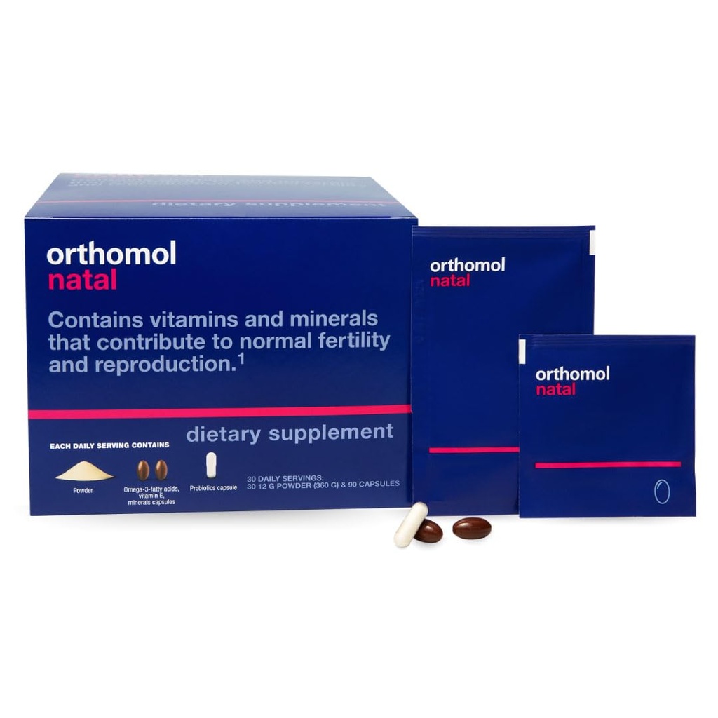Orthomol Natal, Prenatal Nutritional Support for Fertility, Raskaus ja imetys, kattavat vitamiinit, Minerals & Essential Nutrients 30 Lukumäärä (Pack of 1)