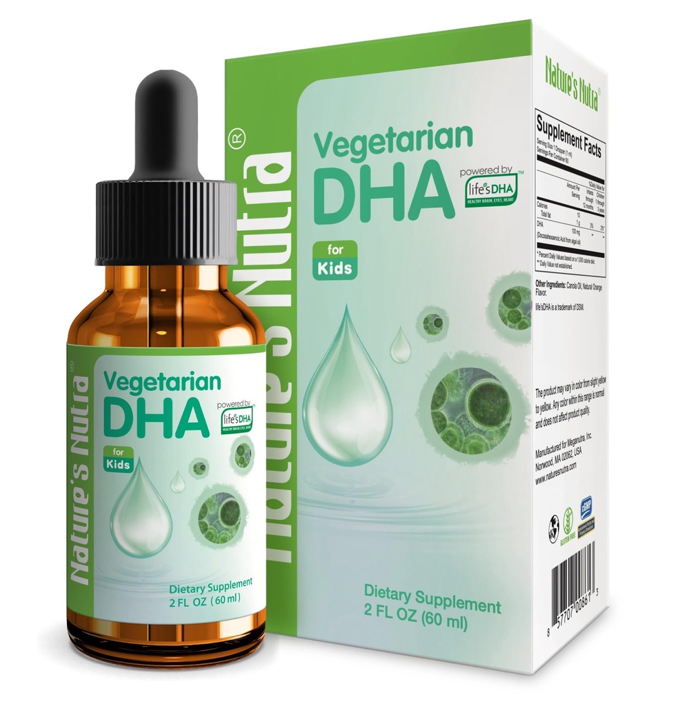 Luonnon Nutra Kasvissyöjä DHA, Premium Liquid DHA vauvalle, Imeväisille, lapsille ja lapsille, ei-GMO, DHA 100 mg, Pure Plant Source, 2 Fl Oz (60 ml)