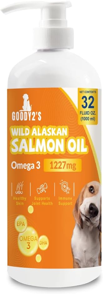 Alaskan Salmon Oil for Dogs & Cats - Omega 3 EPA Fish Oil for Healthy Skin & Coat, Joint & Bone Support, Allergia Relief, & Tulehdus puolustus - 32oz Kaikki luonnolliset nestemäiset täydentää