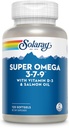SOLARAY Super Omega 3 7 9 stöder hälsosam hud, mer EPA, DHA, väsentliga fettsyror från Fish Oil Mini Softgel, 120ct
