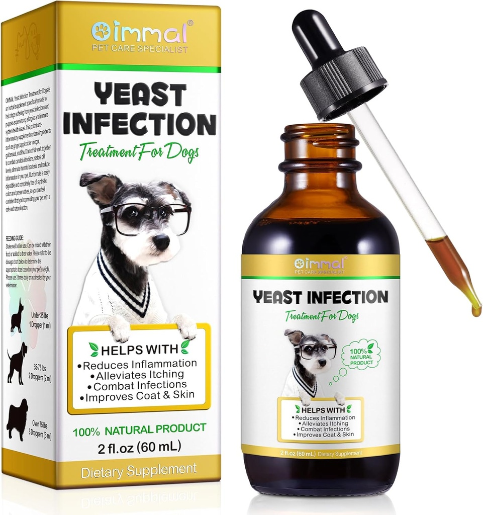 Hiivan infektion hoito koirille, koiran korvan infektion hoito koiran rasvaisen korvan infektion hoito kutiavan koiran ihon lievitys, koiran allergian lievittäminen, koiran korvan infektio - 2 ml Oz / 60 ml