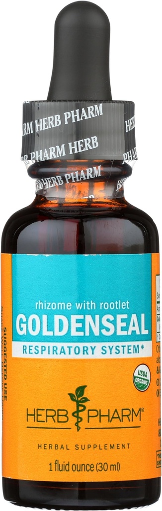 Herb Pharm Certified Organic Goldenseal Liquid Extract hengitysjärjestelmän tukea, Organic Cane alkoholi, 1