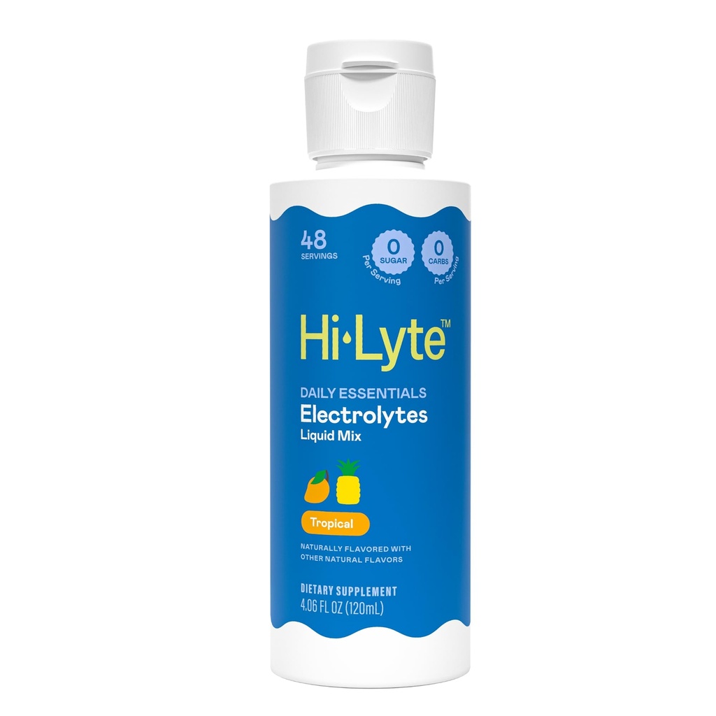 Hi-Lyte Daily Essentials Electrolytes Liquid Mix Tropical, 48 tarjoilua - Natrium, Kalium, Magnesium, Sea Minerals - Hydraation Daily Wellness, Keto - 0 Sokeri, 0 Karbs
