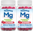 SlowMag Magnesium Citrate Gummies, 60 Count, stöder Muscle Health, Natural Berry Flavor, Recovery & Relaxation Pack av 2