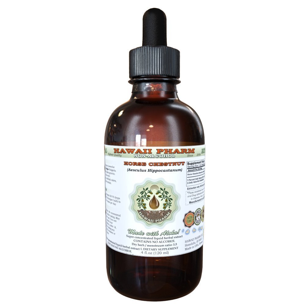 Häst Chestnut Alcohol-Free Liquid Extract, Organic Horse Chestnut (Aesculus hippocastanum) Dried Nut Glycerite Hawaii Pharm Natural Herbal Supplement 4 oz