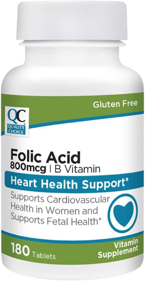 Quality Choice Heart & Fetal Health 180 Count Folic Acid 800 mikrog + B
