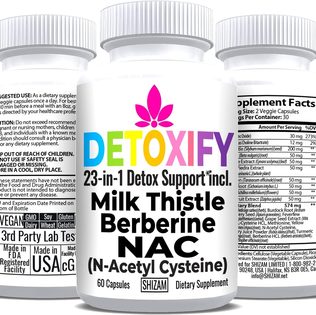 SHIZAM Milk Thistle NAC täydennysosa N-Asetyl Cysteine for Glutatione 