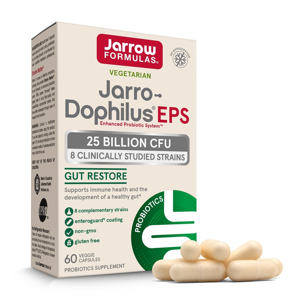 Jarrow Formulas Jarro-Dophilus EPS Högre styrka - 25 miljarder organismer Per Servering - 60 Veggie Caps - Multi-Strain Probiotic - Intestinal & Immune Health - 60 portioner