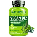 NATURELO Vegan B12 - Methyl B12 med organisk Spirulina - High Potency Vitamin B12 1000 mcg Methylcobalamin - Stöder hälsosamt humör, energi, hjärta och ögonhälsa - 90 kapslar