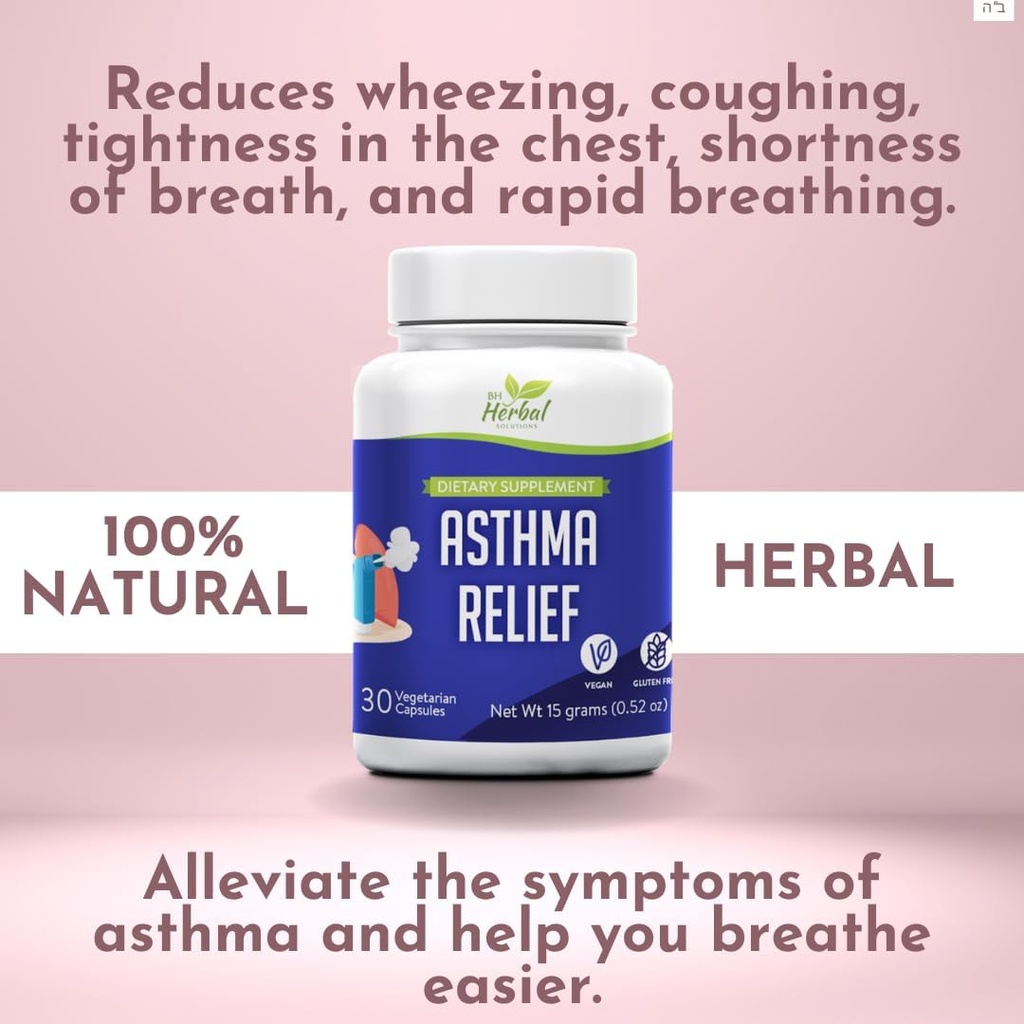 Astma Relief - Lung Support Supplement för att hjälpa till att upprätthålla övergripande lung- och andningshälsa - 100% naturligt växtbaserade tillskott