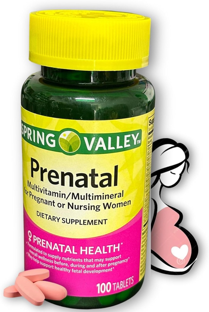 Prenataali vitamiinit- Multivitamiini Multimineral raskaana oleville ja hoitotyön naisten täydentää tabletteja 100 Ct