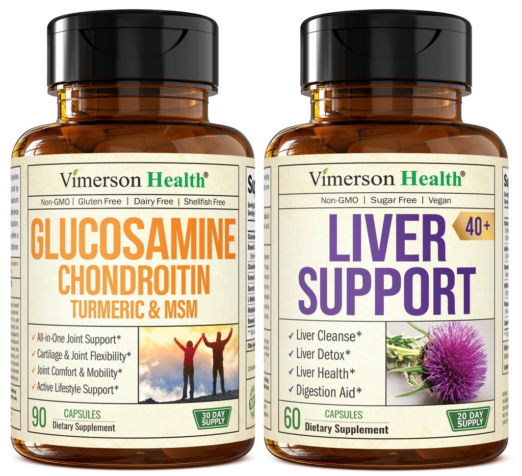 Glukosamiini Chondroitin MSM Turmeric Boswellia & Liver Cleanse Detox & Korjaa 40+ Liver Supplement 50% Silymarin Milk Thistle Extract Joint ja maksan tuki