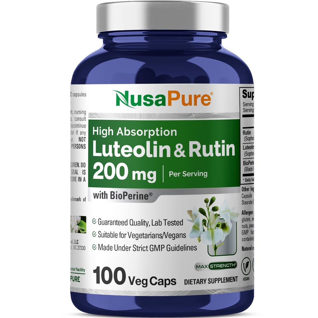 NusaPure Luteolin Complex 200 mg Rutin 100 kapselin kanssa