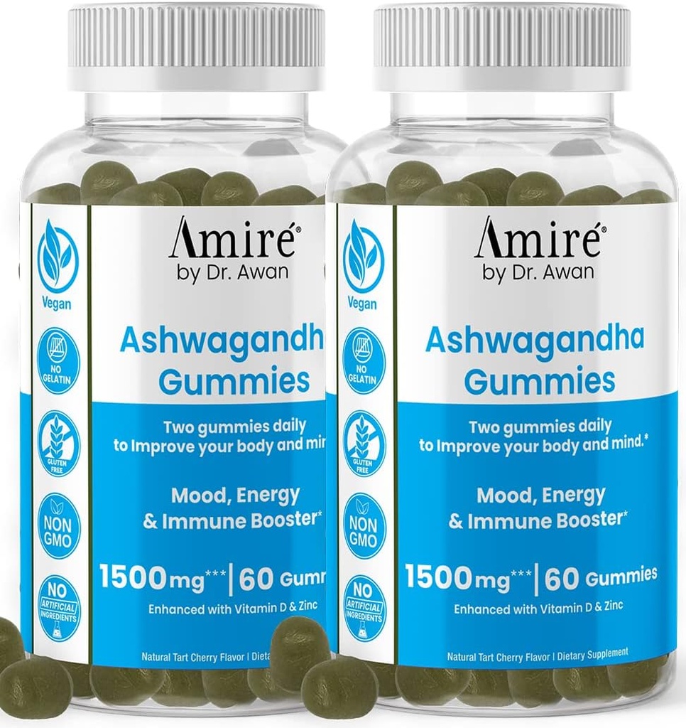 Amire av Dr Awan Ashwagandha Gummies, Mood, Energy & Immune Booster, 120ct, 60day Supply