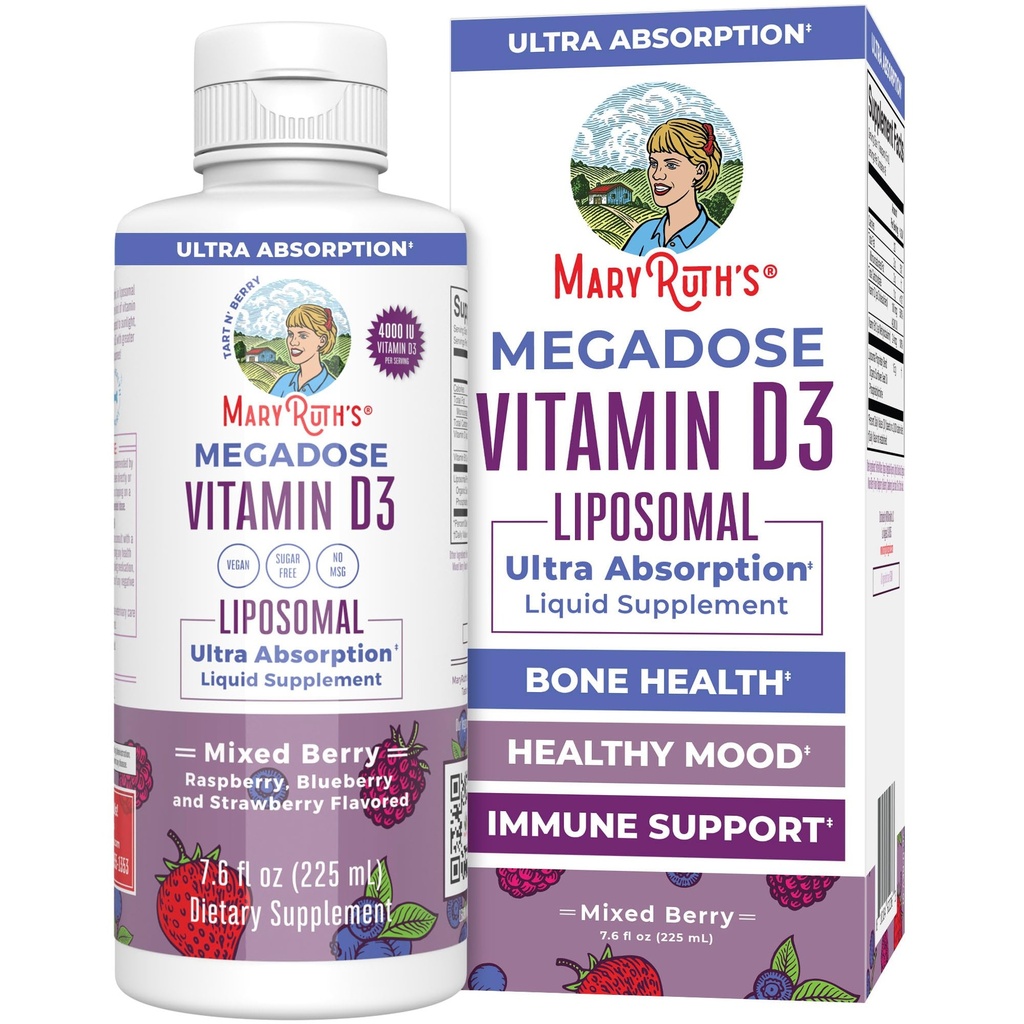 MaryRuth Organics Megadose D3-vitamiini Liposomaalinen D- 4000 IU- vitamiini Ultraabsorptio Immunosupport for Adults