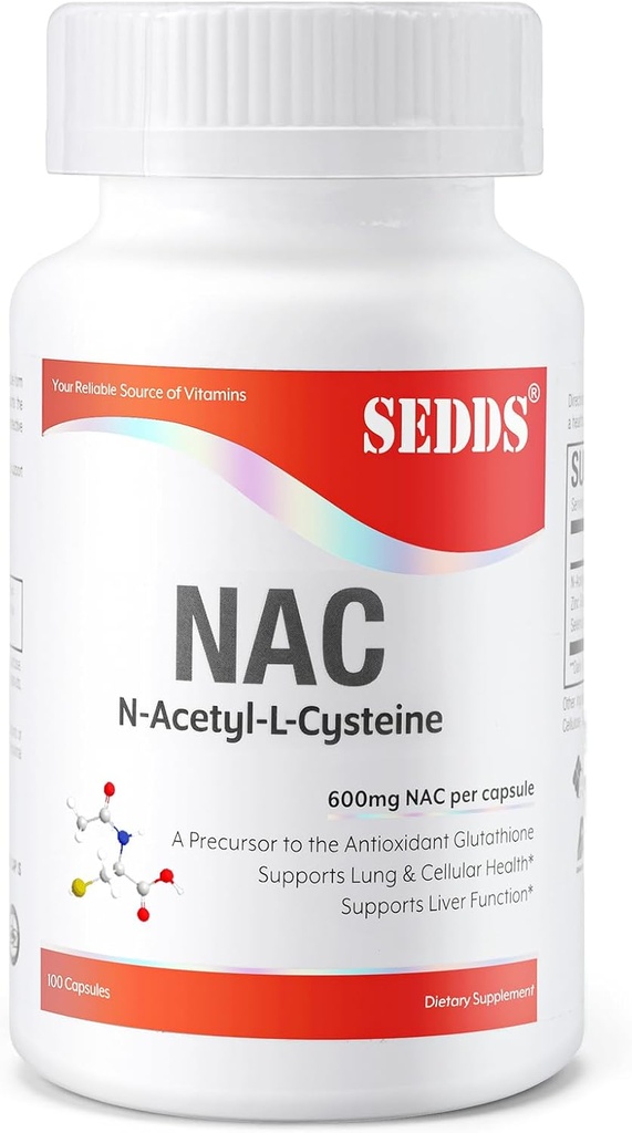 Kosttillskott, N-Acetyl Cysteine (NAC) 600mg, 100 Veg Capsules - Non-GMO, Gluten Free