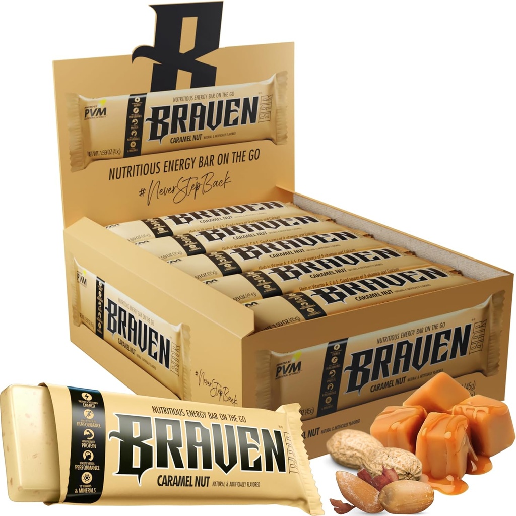 Braven Bar Caramel Pähkinät energiapatukoita (1,59 oz, 20 pakkaus) ...