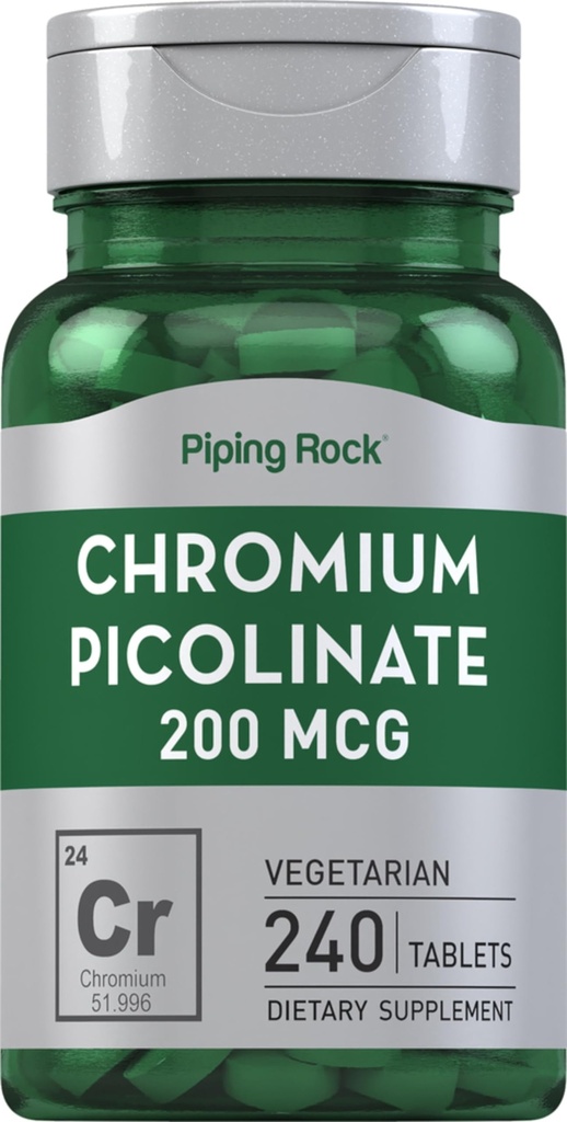Piping Rock Cromic Picolinate 200 mikrogrammaa ... 240 tablettia... Kasvisruoka, ei-GMO, gluteeniton täyte