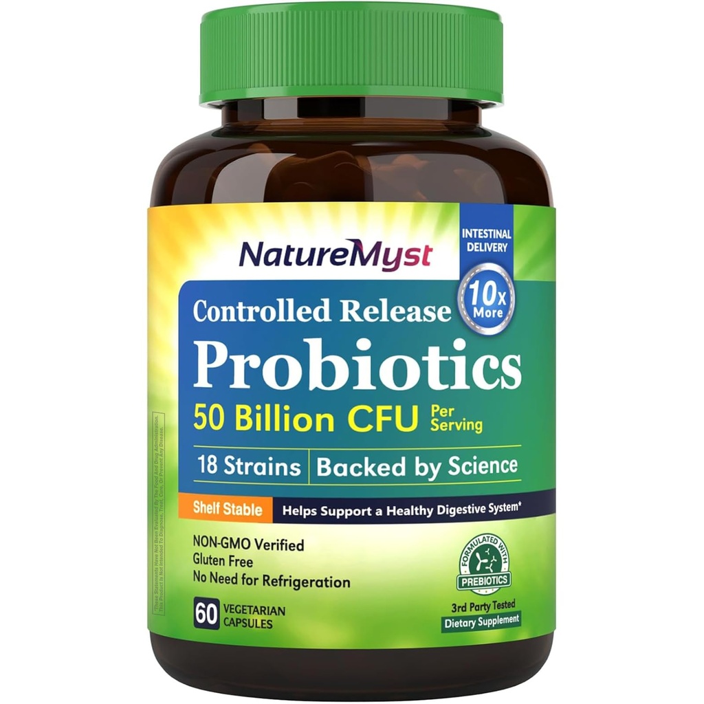Probiotika 50 miljarder per portion, 18 Probiotiska stammar, 60 Veggie kapslar - Icke-GMO, Gluten Free