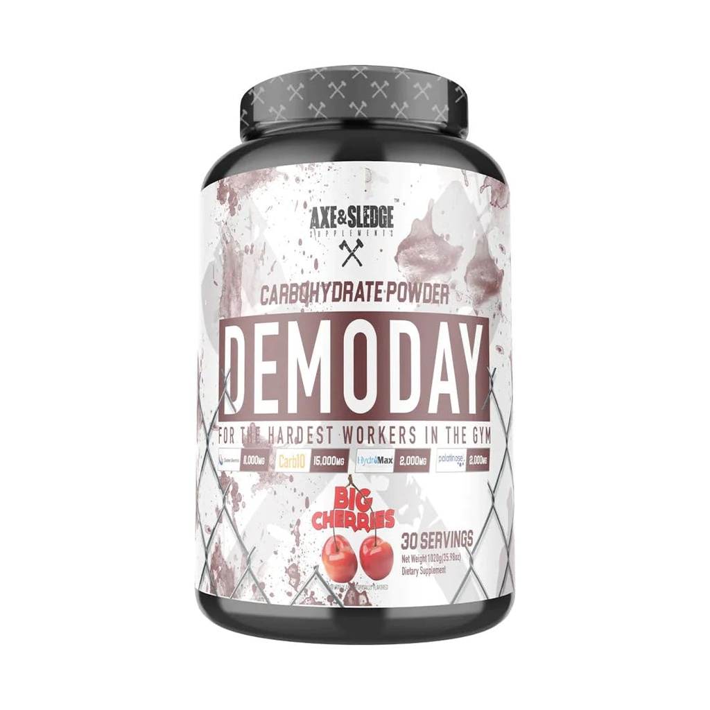 Axe & Sledge Lisäravinteet Demo Day Intra-workout Hiilihydraatti Powder with Cluster Dekstrin, Carb10, Hydromax, & Palatinose, parantaa suorituskykyä ja pumppuja, 30 tarjoilut (isot kirsikat)