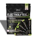 Förbättrade Electrolyte Powder Stick Packs (Strawberry Kiwi | 20 Packets) w / 0 Sugar +BCAAs +B-Vitamins Electrolyte Supplement w Potassium Zinc & Magnesium för Hydration - Keto Electrolytes
