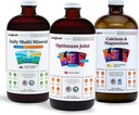 LIQUIDHEALTH Muscles, Bones & Joints Liquid Vitamin Bundle med Daily Multi Mineral, Optimum Joint Liquid Glucosamine och Calcium & Magnesium Supplements - Bone & Joint Health, Energy, Vegan, Non-GMO