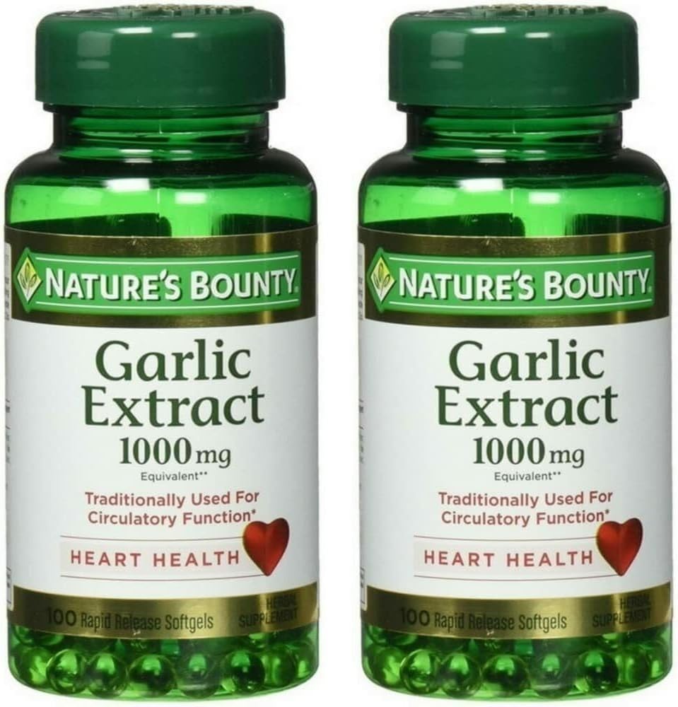 Nature's Bounty Valkosipuliuute 1000 mg Softgels for Cardiovascular Support,100 ea (Pakkaus 2)