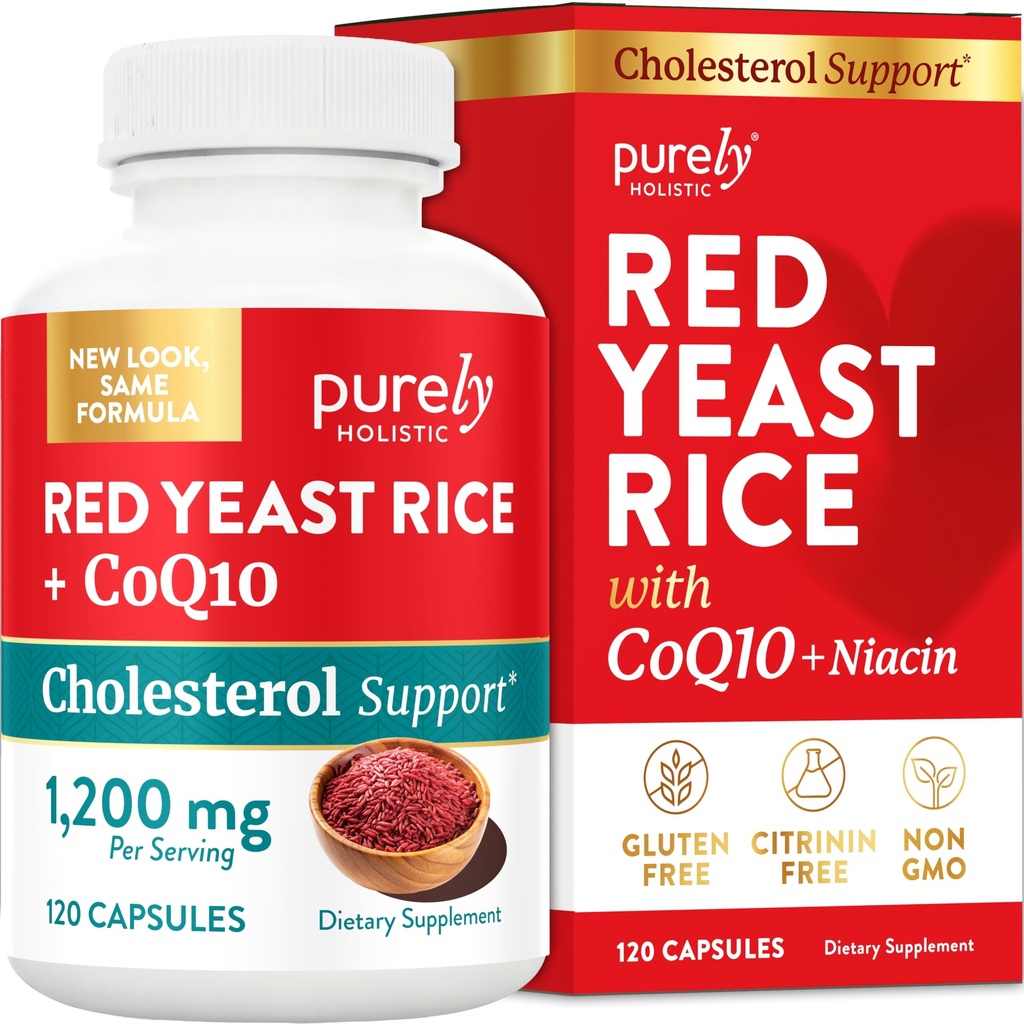 Red Yeast Rice 1200mg kanssa CoQ10 täydentää & flush ilmainen niasiini 120 extra vahvuus kasvissyöjä kapselit ... Advanced Terve sydän Formula - ei-säteilyä, Citrin vapaa