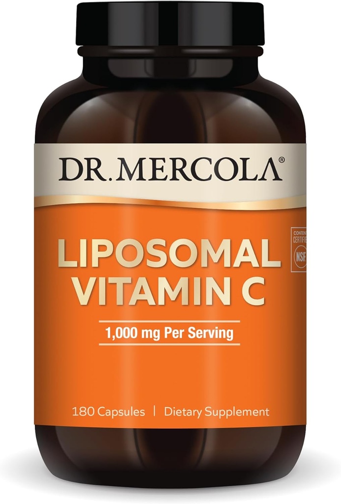 Tri. Mercola Liposomal C-vitamiini, 1000 mg per annos, 90 tarjoilua (180 kapselia), ravintolisä, tukee immuuniterveyttä, non GMO, NSF Certified