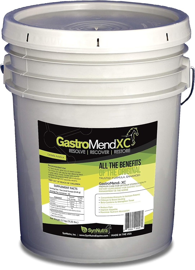 GastroMend XC, 100% Natural Equine Stoach Health for Horse, Edistää Parannus & ehkäisy mahahaavat, erittäin voimakas & tehokas, tukee maha- ja takaluun terveys, 600 tarjoilut, Valmistettu USA