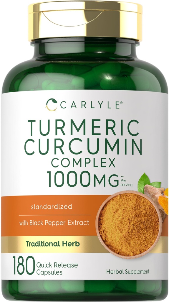 Carlyle Turmeeric Curcumin with Black Pepper 1000 mg ... 180 kapselia... Turmeeric Complex Supplement ...