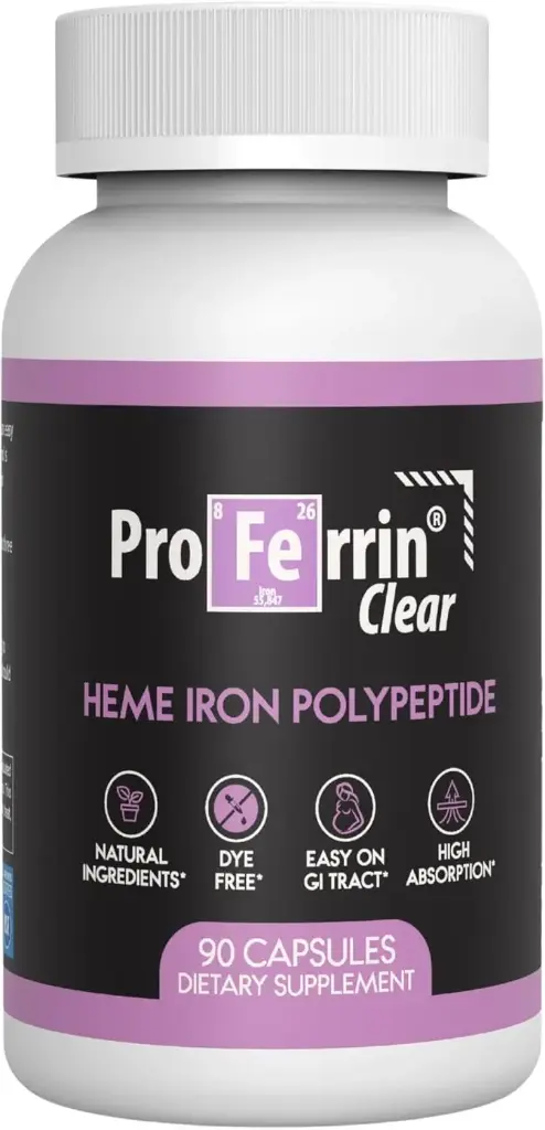 Proferrin Clear Heme Iron Supplement, 90 kapselit- Superior Imeytyminen, helppo Gut, Luonnollinen, valmistettu Yhdysvalloissa