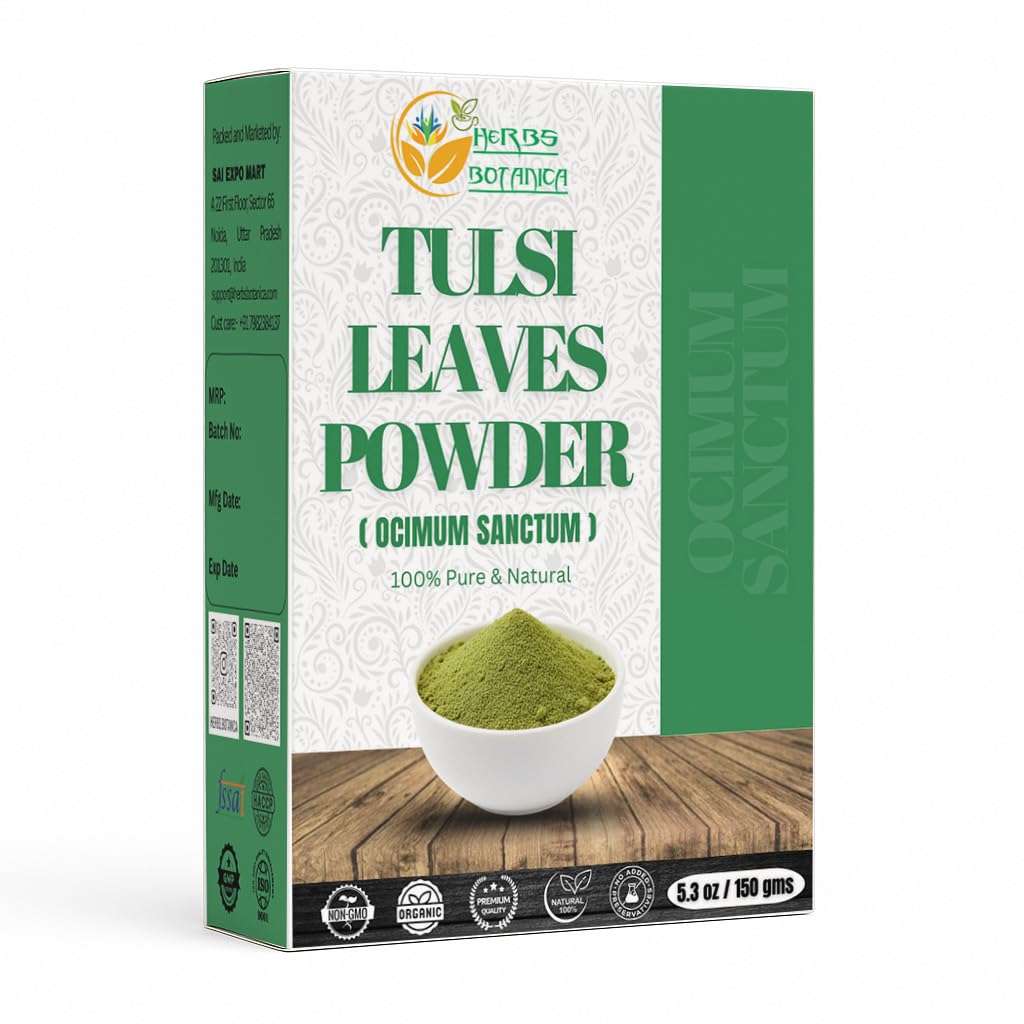 Yrtit Botanica Tulsi Powder Tulasi Holy Basil Tulsi Powder Ocimum Sanctum Vitality & Wellness - Puhdas, luonnollinen ja virkistävä Boost Immuniteetti luonnollisesti 5.3 oz