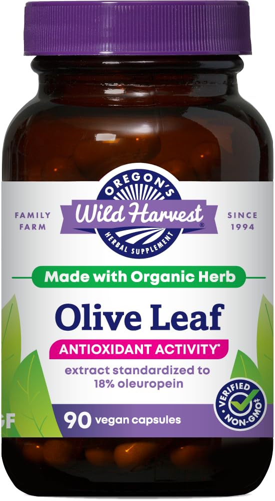 Oregon Wild Harvest, Olive Leaf Supplement, Antioxidant Support, 350 mg, 90 greve