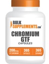 BulkSupplements.com Kromi GTF kapselit - Mineraalit, GTF kromi 200 mcg - Gluteeniton, 1 kapseli per tarjoilu, 365 kapselia (pakkaus 1
