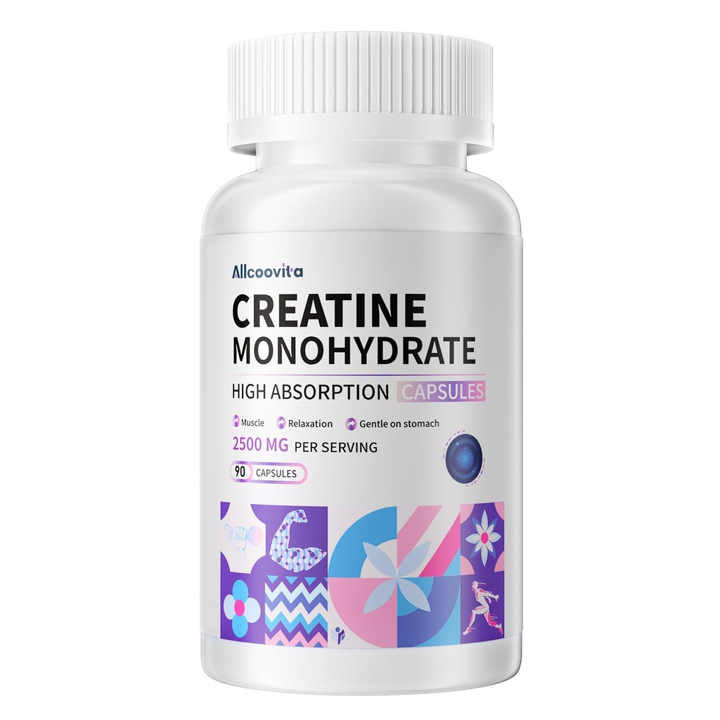 Kreatinmonohydratkapslar -3 Kreatinkapslar per portion, 2500mg, Gluten Free, 90 kapslar