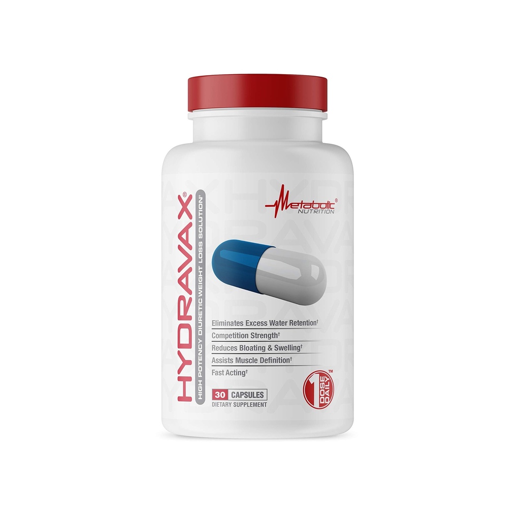 Metabolic Nutrition, Hydravax - Premium Diuretic Water Pills, Natural & Safe, eliminerar vattenretention, med Dandelion, Magnesium, Green Tea Extract, Cranberry Powder, 30 kapslar, 1 Dose Daily