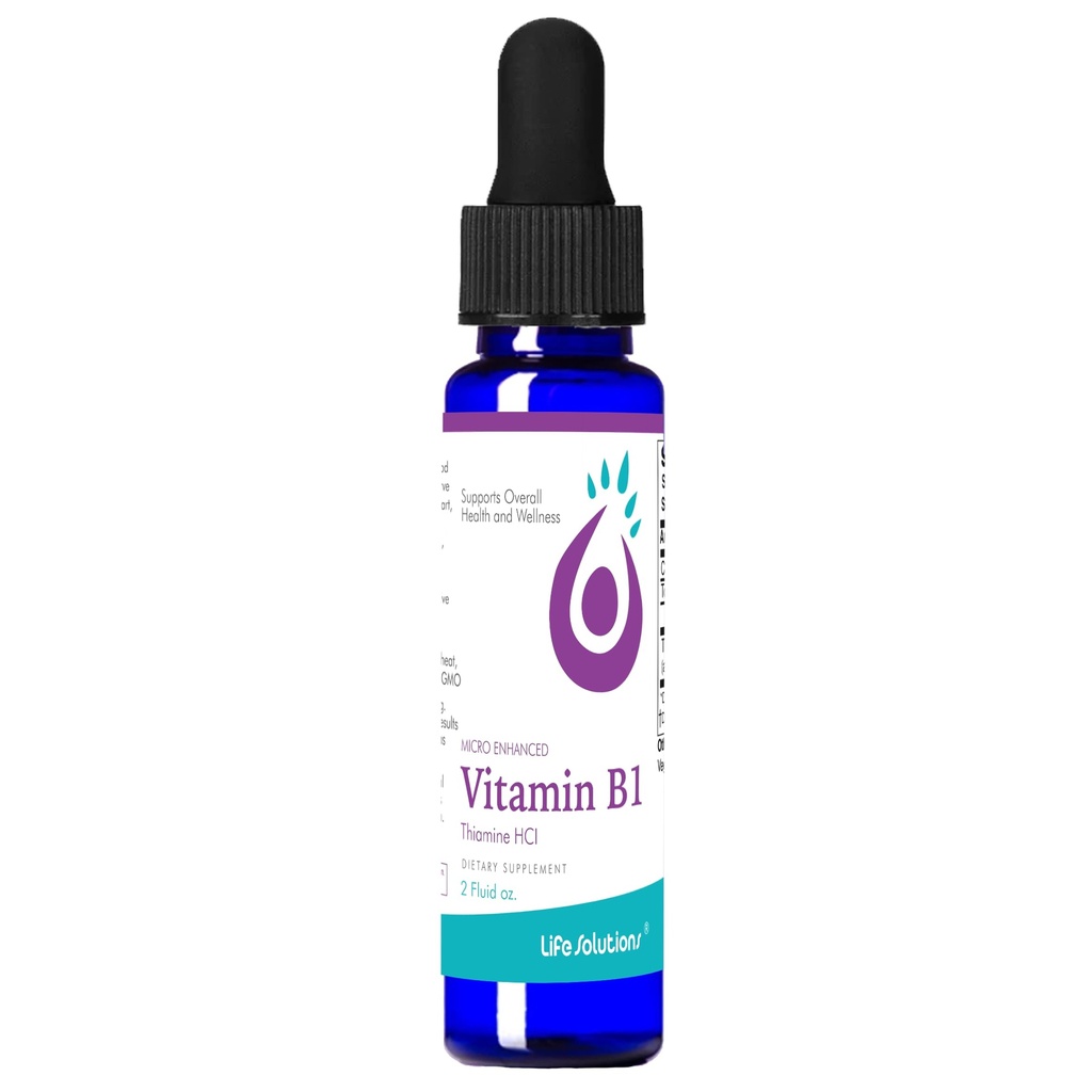 Life Solutions Vitamiini B1 Dropper 2 oz - Tiamine B1 Supplement - Essential B1 Vitamiines for Energy Boost ja Hermosto tuki - Nestemäinen Formula Easy Absorption