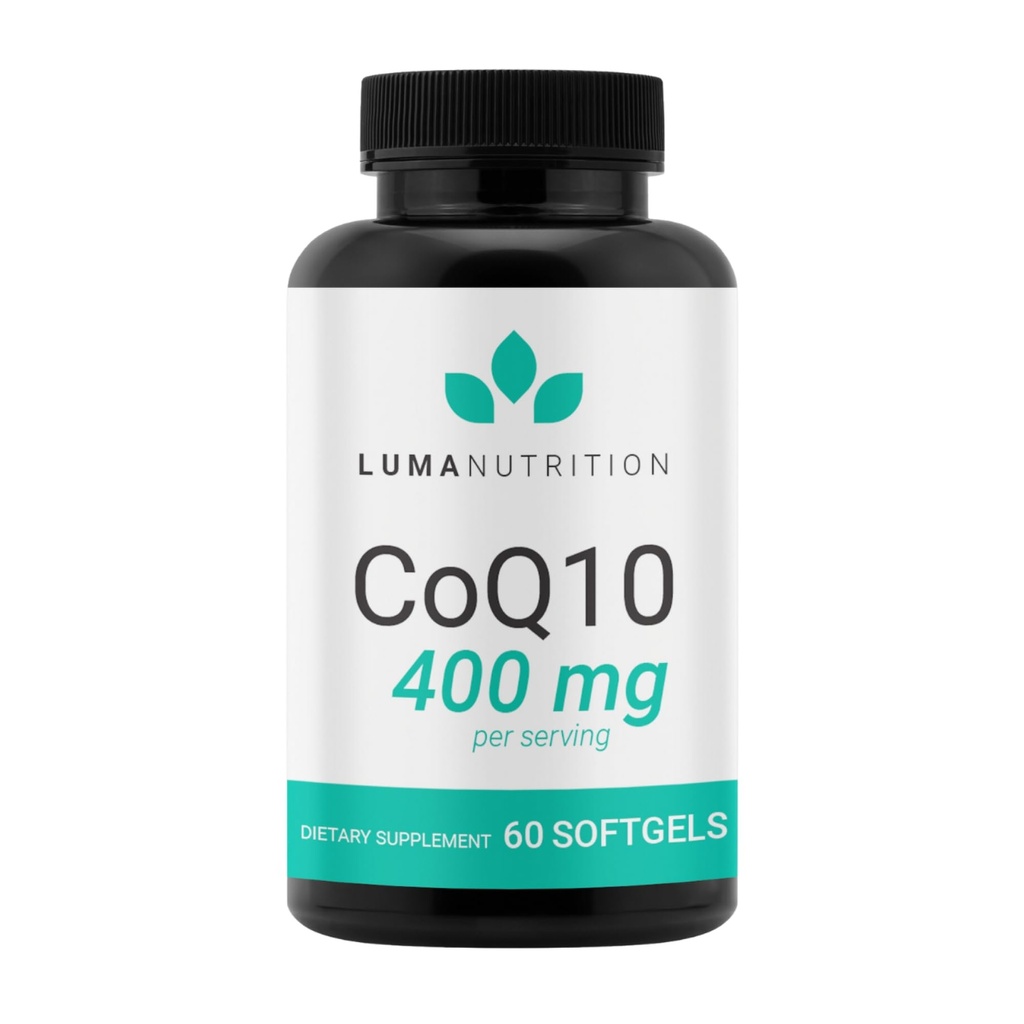 Luma Nutrition CoQ10 400 mg Softgels - High-Absorption Coenzyme Q10 - Co Q-10 200mg / 400mg Per Serving - Heart Health - 60 Liquid Softgels
