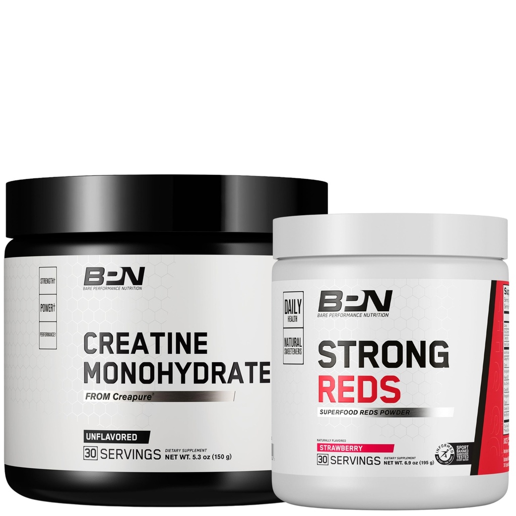 BARE SUORITUSKYKY NUTRITION BPN Creatiini Monohydraatti ja vahva punainen Bundle