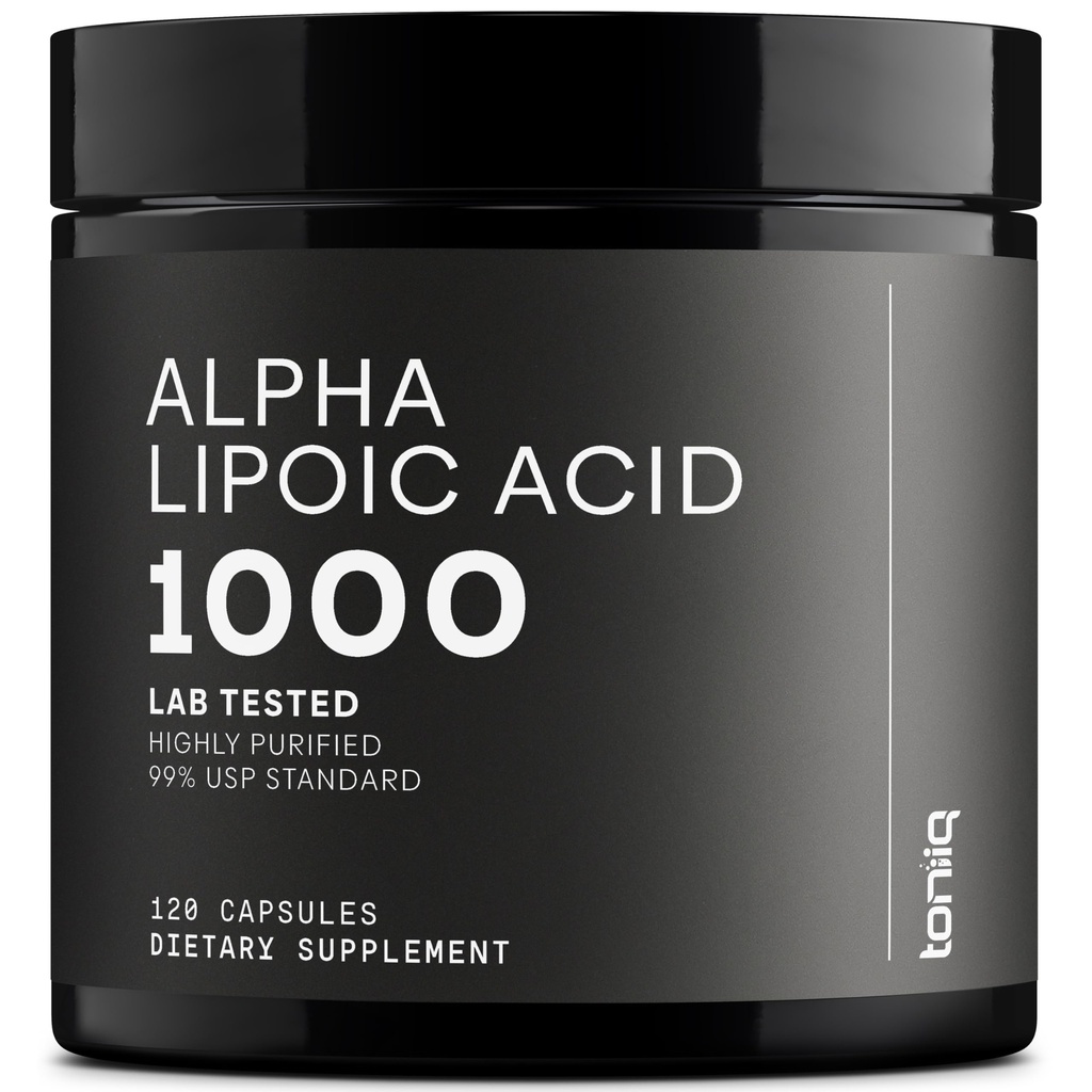 Toniiq 1000mg Ultra High Strength Alpha Lipoic Acid Capsules - Mycket renad 99% + USP Standard - 120 kapslar ALA Supplement