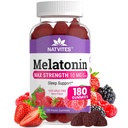 Melatoniini Gummies Max vahvuus 10mg Pektiini Gumies, Auttaa uni tuki, Berry Flavor Gummy, 100% Drug Free, 180 Count (Pakkaus 1)