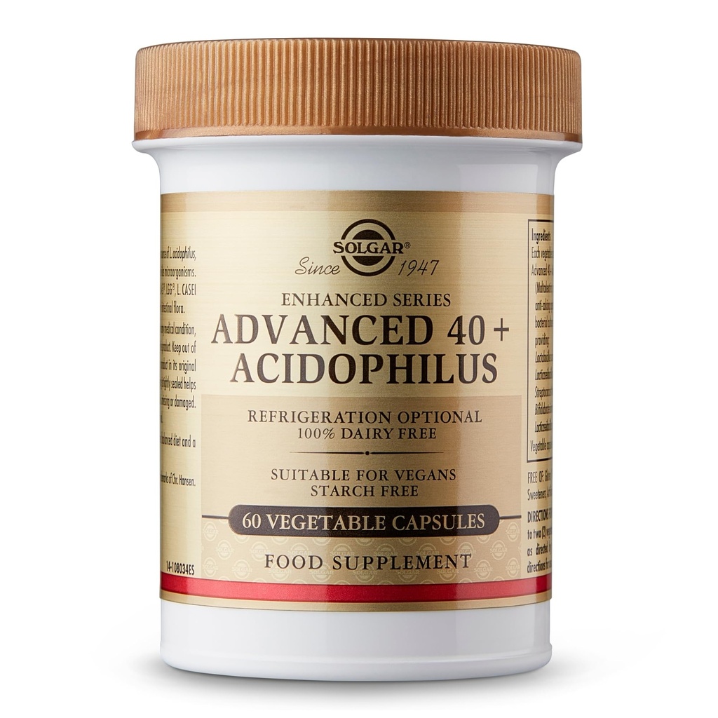 Solgar Advanced 40+ Acidophilus, 60 kasvikapselia