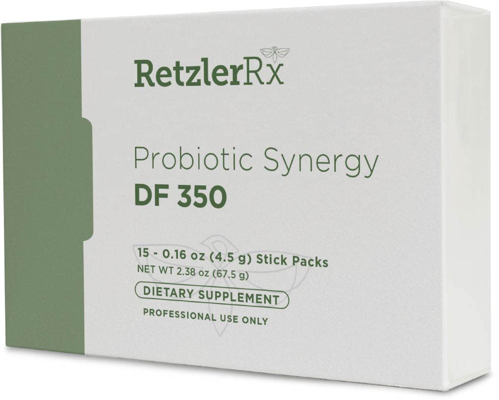 Probiootti Synergia DF 350 ® Dr. RetzlerRxTM - 350 miljardia PMY - Dairy-free, High Potency 350 PMY 18-strain Probiootti Supplement - Tukee Immuuni + Gut Health (15 Single Serving Stick Packs)